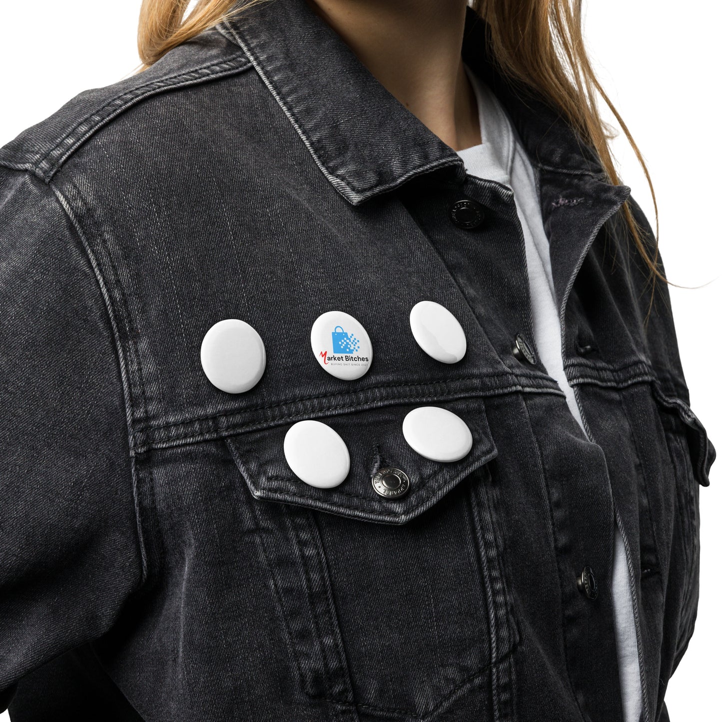 Set of Market Bitches Pin Buttons